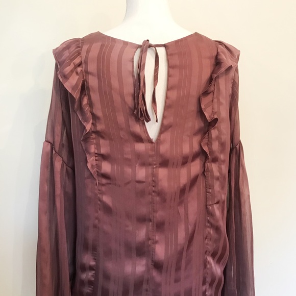 Lush Boutique Mauve Purple Ruffle Stripe Blouse - Picture 4 of 7
